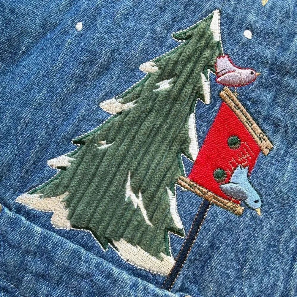 Christopher & Banks Embroidered Denim Corduroy Shacket Coat Woman’s Small Snowma - Picture 3 of 8
